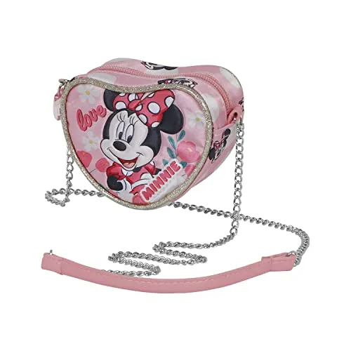Disney Unisex Kinder 04864 Mini Herz Schultertasche Garden, Rosa - Kompakte Schultertasche für Kinder mit einem praktischen Reißverschluss und einem 90 cm langen Kettenschultergurt. Ideal für kleine Abenteuer! Maße: 10 x 11,5 x 5,5 cm.