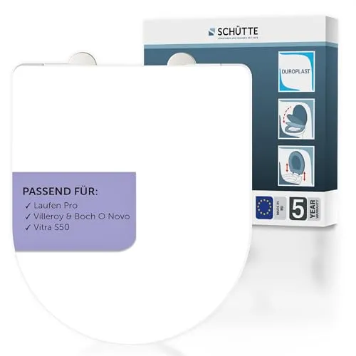 Schütte WC-Sitz Duroplast PRO 2 mit Absenkautomatik - WC-Sitz in D-Form aus strapazierfähigem Duroplast, mit SoftClose und Quick Release für einfache Reinigung - ideal für modernes Baddesign.
