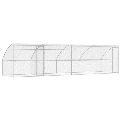 vidaXL Hundekäfig 4 pcs Silber 8 x 2 x 2 m Verzinkter Stahl, Moderner, minimalistischer Hundezwinger, langlebige Tierunterkunft, sicherer Platz im Freien, ideales Hundezuhause