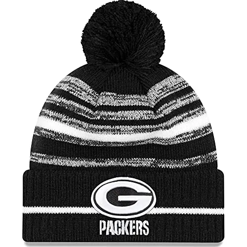 New Era NFL21 Sport Knit Beanie Green Bay Packers Schwarz – Einheitsgröße - Stylischer Strickbeanie mit Bommel im Design der Green Bay Packers. Perfekt für Fans und ideal für kalte Tage.