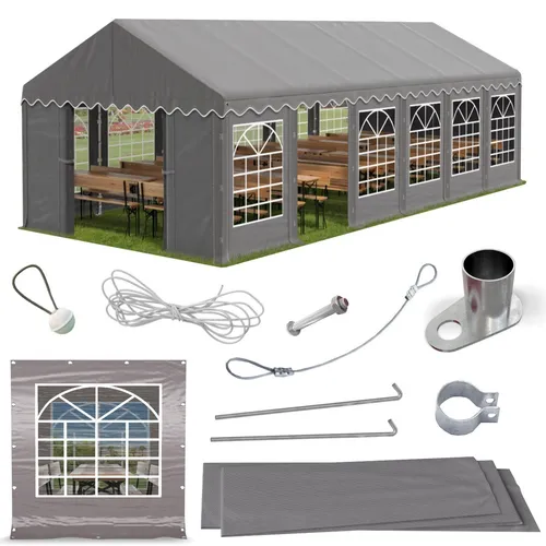Partyzelt 6x12 Pavillon Bierzelt Festzelt Gartenzelt Markt Zelt 12x6 NEU grau PE