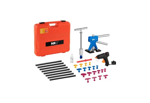 MSW Dellenreparatur Set MSW-DENTPULLER.SET2 - 33-teiliges Ausbeulwerkzeug-Set mit Heiß-Klebepistole und Zubehör für schnelle, kostensparende Dellenreparaturen ohne Lackschäden.
