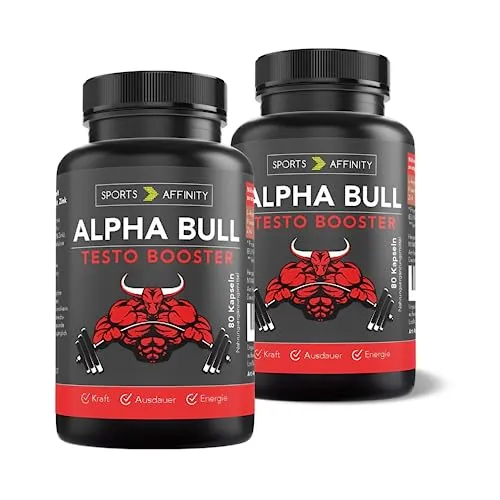 Sports Affinity® Alpha Bull – Hochdosierte L-Arginin-Kapseln mit Zink und Pinienrindenextrakt – 160 Kapseln, 2er Pack - Optimale Kombination aus fermentiertem L-Arginin, Zink und Pinienrindenextrakt – ideal für aktive Menschen und Sportler. 100 % vegan und ohne künstliche Zusätze für eine bewusste Ernährung.