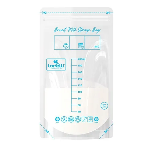 Lorelli Muttermilchbeutel Muttermilchbeutel 45 Stück, 200ml Füllmenge Doppelzipper für Gefrierfach