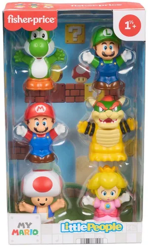 Fisher-Price Little People My Mario Figurenset mit 6 Charakteren - Kleinkindgerechtes Figurenset mit Super Mario-Charakteren für kreativen Spielspaß. Ideal für kleine Kinderhände, fördert die Feinmotorik und inspiriert zu Rollenspielen. Perfekt kombinierbar mit anderen Little People Spielsets!