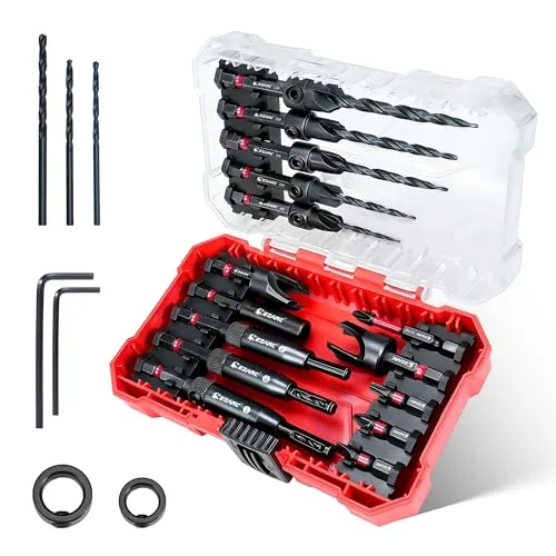 EZARC Senkbohrer Holz Set, 22-teilig mit Aufbewahrungskoffer