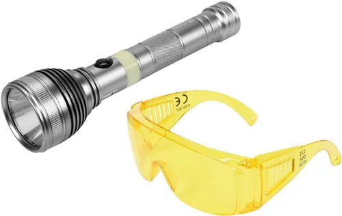 YATO UV Taschenlampe 3W mit Brille - Arbeitsleuchten, praktische UV-Taschenlampe mit 3W für vielseitige Anwendungen und inklusive Schutzbrille für optimale Sicherheit.