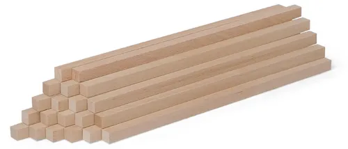 20er-Set Holzstäbe - Buche gehobelt - 10 x 10 x 250 mm