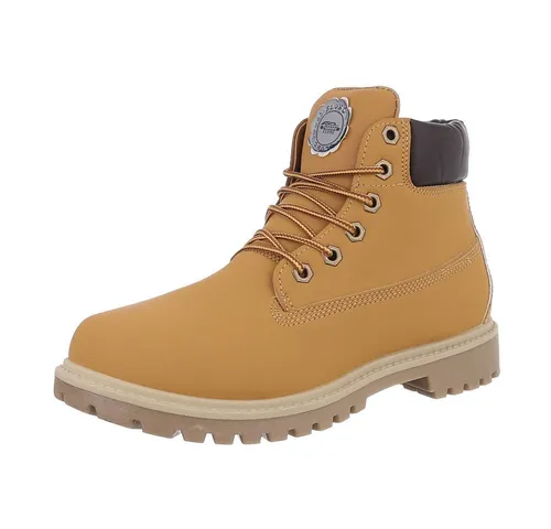 Coolwalk Herren Schnürschuhe Freizeit Stiefelette (87284753) Blockabsatz Boots in Camel