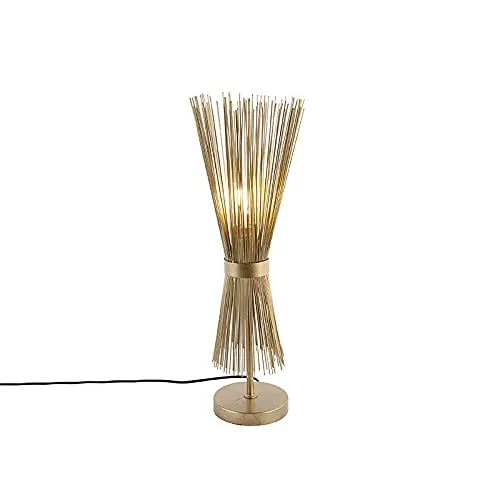Country Tischlampe Messing - Broom für stimmungsvolles Licht - Rustikale Tischlampe in Messing-Optik, ideal für gemütliche Atmosphären in Wohnräumen. Durchmesser 18 cm, höhenverstellbar und dimmbar für individuelle Lichtgestaltung.