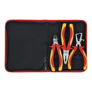 BGS VDE-Zangen-Satz 3 teilig - Zangen-Sets, VDE geprüft für maximale Sicherheit, inklusive Kombizange, Abisolierzange und Seitenschneider in praktischer Reißverschlusstasche.