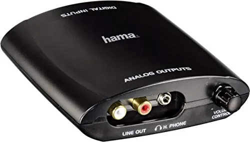 Hama Audio-Konverter AC82 - Digital auf Analog Wandler, 3 digitale Eingänge und integrierter Lautstärkeregler für optimale Audio-Ausgabe