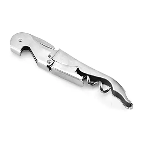 Korkenzieher Wein aus Edelstahl | Kellnermesser | Wein Öffner mit Flaschenöffner Folienschneider | Sommeliermesser | Multifunktionaler Kellnerbesteck | Weinkorkenzieher | manueller Korkenheber Silber