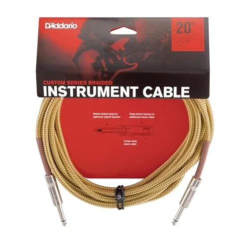 Planet Waves D'Addario Custom Series Instrumentenkabel mit Flechtschirm, Tweed, 6 m