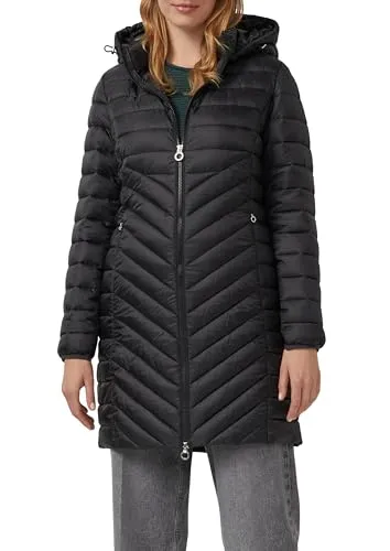 S.OLIVER Steppmantel Damen Gr. 40 schwarz - Funktionsjacke im Slim Fit mit abnehmbarer Kapuze, ideal für kühle Tage. Der leichte Steppmantel bietet optimalen Komfort und Stil für Stadtbummel oder Elternabende.