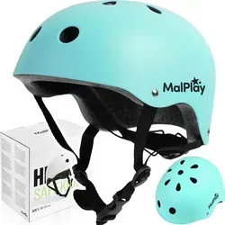 Malplay Kinder Fahrradhelm Rollerblade Skates Verstellbar Türkis mit Belüftung Leichtgewicht 48-54cm - Türkis