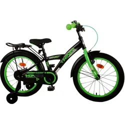 Volare Thombike Kinderfahrrad - 18 Zoll für Jungen in Schwarz Grün - Straßenfahrräder für Kinder, robust und ideal für kleine Abenteurer, sorgt für sicheren Fahrspaß und coole Optik.