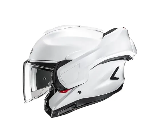 HJC Modularer Motorradhelm F100 UNI Pearl White, XL - Motorradhelm mit hochmoderner AFC-Glasfaser-Verbundschale für hohe Stoßfestigkeit und geringes Gewicht, ideal für Sicherheit und Komfort auf der Straße.