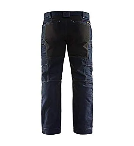 Blaklader 14591142 Service Hose - Marineblau/Schwarz, Größe C46 - Arbeitshose mit Stretcheinsätzen für optimale Bewegungsfreiheit und vorgebogenen Knien. Hergestellt aus CORDURA Denim, der viermal stärker als normales Denim ist, ideal für höchste Ansprüche im Arbeitsalltag.