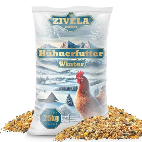 ZIVELA 25kg Hühnerfutter Geflügelkörnerfutter Körnerfutter für Winter | Geflügelfutter für Hühner, Gänse, Enten Non-GMO, 100% natürlich | Geeignet für Herbst und Winter.