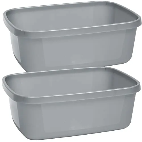 2 x Schüssel 9,5 Liter - rechteckig- 37x28x14cm - grau - Waschschüssel Spülschüssel Wasserschüssel Kunststoff Spüle Waschbecken Wanne Box - Fußpflege Fußwanne 11