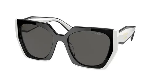 Prada PR15WS Damen-Sonnenbrille - Vollrand Eckig mit Acetat-Gestell - Sonnenbrillen | Elegante Damen-Sonnenbrille in schwarz mit grauen Gläsern, ideal für einen stilvollen Auftritt und UV-Schutz.