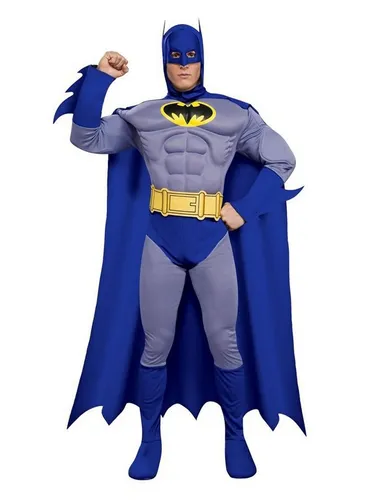 Rubie's Official Deluxe Batman-Kostüm für Erwachsene - Größe S, muskulöse Brust, inklusive Cape, Haube und Gürtel, ideal für Halloween