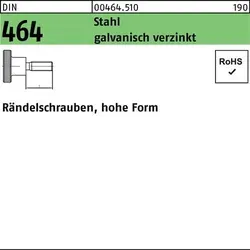 Rändelschraube hohe Form DIN 464 aus Stahl 5.8 - Eisenwaren, hochwertige galvanisch verzinkte Rändelschraube für einfache Handhabung und zuverlässigen Halt, ideal für präzise Montagen.
