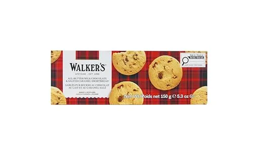 Walkers Shortbread, Salted Caramel Milk Chocolate Chip Buttergebäck mit gesalzenem Karamell, Schokolade, 150 gramm