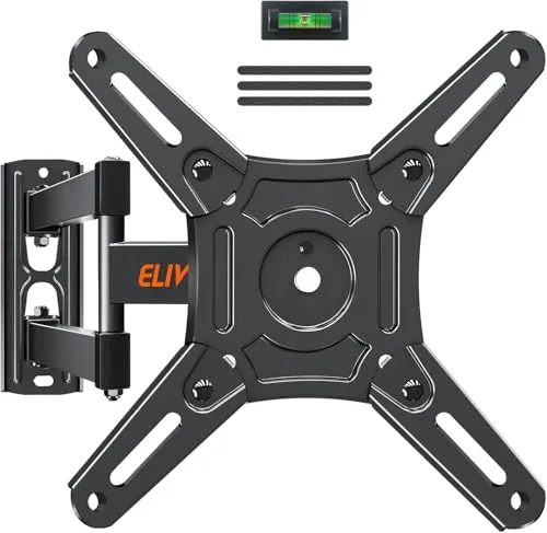 ELIVED TV-Wandhalterung, drehbar und neigbar, für die meisten Fernseher von 14-42 Zoll, LED, LCD, OLED, flach & gebogen, mit VESA 200 x 200 mm bis 15 kg, TV-Halterung EV012