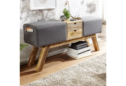 FineBuy Turnbock Sitzbank 120 cm Grau in grau von FineBuy