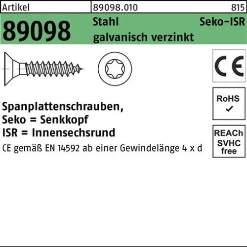 500er PACK(Stk)  089098001000050040 Spanplattenschraube R 89098 SEKO Innensechsr