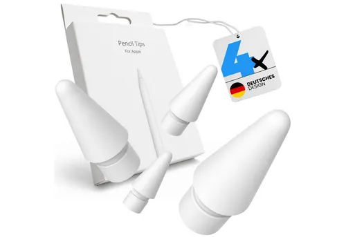 S&T Design Eingabestift Spitze für Apple Pencil 1 Gen. / 2 Gen. / Pro und USB-C Ersatzspitzen (Packung, 4-St., Hochempfindlich) POM Ersatz-Apple-Stiftspitzen iPad Pencil Stift Spitze Nib Tips Weiss