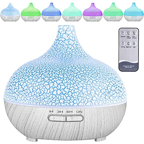 MAISITOO 550ml Aroma Diffuser, Ultra Leise Ultraschall Luftbefeuchter ,Ätherische Öle ,BPA-Free Aromatherapie Humidifier für Schlafzimmer Yoga Spa,7 Farben LED Lichter (Weiß)