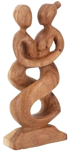 GURU SHOP Holzfigur, Statue, Deko Objekt Feng Shui 20 cm - Tanzpaar/Hellbraun