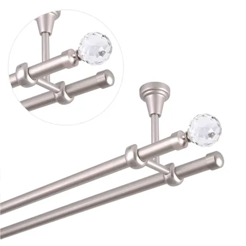 Gardinenstange 240 cm für Deckenmontage - 2-läufig Chrom Matt - Einzelfensterstangen mit robustem Metall für langanhaltende Stabilität. Ideal für individuelle Vorhangarrangements in Wohnzimmer, Schlafzimmer und Küche.