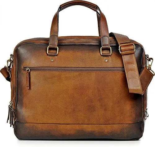 Jost Randers RV-Aktenmappe 40 cm - cognac - Umhängetaschen mit elegantem, cognacfarbenem Leder und gepolstertem Laptopfach. Ideal für Geschäftsleute, bietet viel Stauraum und praktischen Tragekomfort.