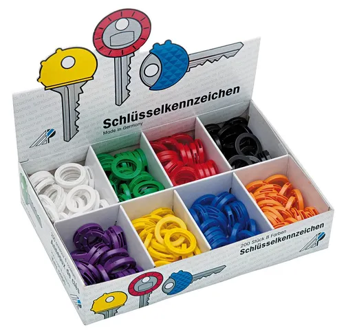 WEDO Schlüsselkennringe 200er Sortimentskarton - Vielseitiges Set mit 200 bunten Schlüsselkennringen in verschiedenen Farben und Ausführungen. Ideal zur Organisation und Kennzeichnung von Schlüsseln.