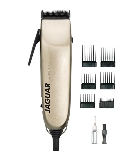 JAGUAR Haarschneidemaschine CM 2000 Shell | Profi Haarschneider mit Aufsteckkammset - Haarscherer mit leistungsstarkem, leisen Motor für präzises Schneiden. 6 Schnittlängen für vielseitige Frisuren und nahtlose Übergänge - ideal für den Heimgebrauch!