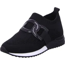 La Strada Damen-Sneaker-Slipper Schwarz-Weiß - Eleganter Komfort - Sneaker für Damen, modisch mit dekorativer Kette und leichtem Keilabsatz für optimale Fußhaltung. Ideal für Alltag und besondere Anlässe.