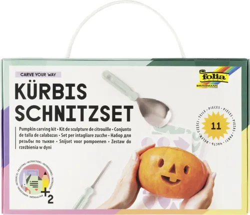 folia Bastelwerkzeug Kürbisschnitz-Set mint in türkis von folia