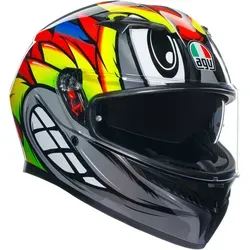 AGV K3 Birdy 2.0 Integralhelm - Grau/Gelb/Rot - XXL - Motorradhelm mit integrierter Sonnenblende und extremem Sicherheitsstandard, ideal für vielseitige Fahrstile und optimalen Komfort.