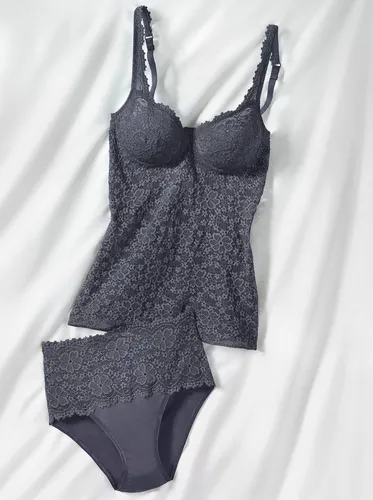 BH-Hemd NINA VON C., Damen, Gr. 80, Cup C, grau (anthrazit) - Funktionsunterwäsche mit leicht transparenter, elastischer Spitze und zweigeteilten Cups für perfekten Halt und Tragekomfort.