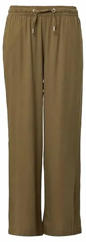 QS Damen 2162961 Leinen Hose, lang, olivgrün, 40W x 32L