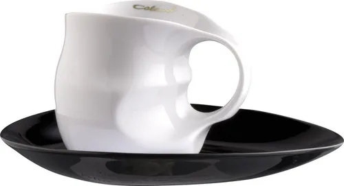 Colani Kaffeetasse mit Untertasse 200ml - Cappuccinotasse aus hochwertigem Porzellan, spülmaschinen- und mikrowellengeeignet, ideal für Kaffee und Tee, im eleganten Geschenkkarton