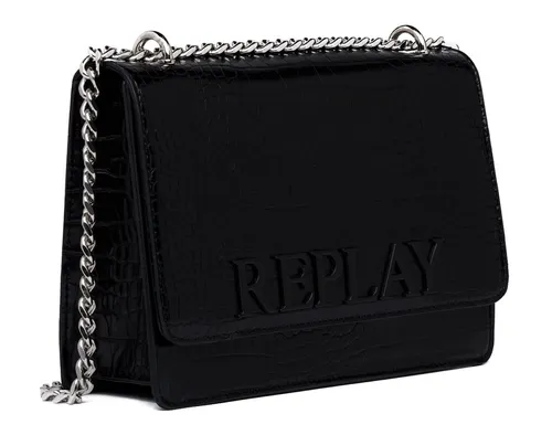 Replay Umhängetasche Schwarz - Stilvoll und Praktisch - Elegante Umhängetasche aus 100% Polyurethan, ideal für den Alltag. Mit Krokolederoptik und kompakten Maßen (25x17.5x7.5 cm) für müheloses Tragen.