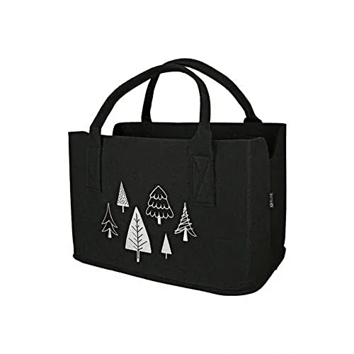 GILDE Filztasche Funny Tree schwarz mit Baum weiß 26x40x25cm - Stylische Filztasche im modernen Design mit Baum-Motiv. Ideal für den Alltag und umweltfreundlich, perfekt für Einkäufe und Ausflüge. Praktisch und robust in der Größe 26x40x25cm.