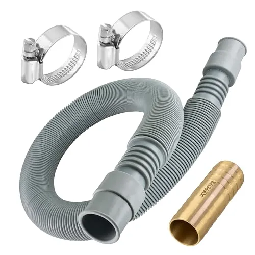 Poppstar Waschmaschinenschlauch Verlängerung Set, flexibler Ablaufschlauch 3/4