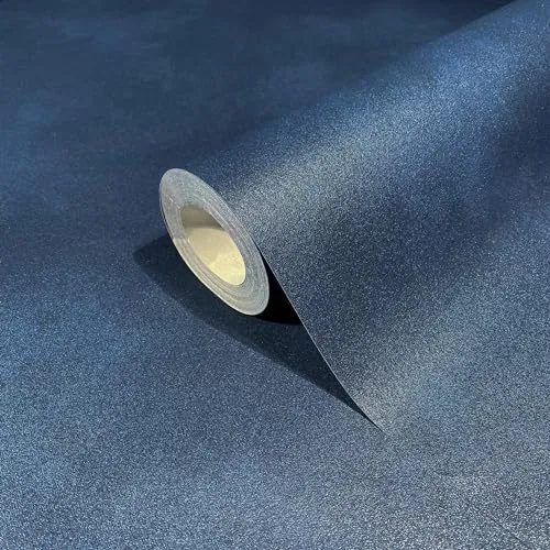 marburg Tapete Blau Uni Putzoptik Modern für Wohnzimmer Schlafzimmer Küche MADE IN GERMANY 10,05 x 0,53m