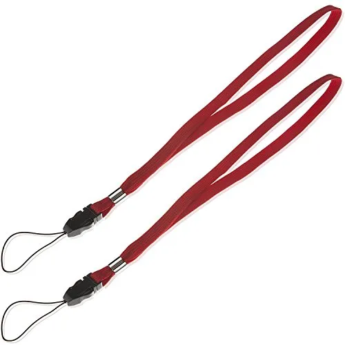 POPPSTAR 2x Handgelenk Trageband rot, Handschlaufe für Kamera, Digitalkamera, Handy, Smartphone, Handyhülle, Flip Case, USB Stick, MP3 Player, ActionCam uvm.
